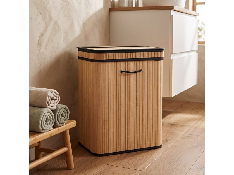 Panier à linge en bambou, 100 l - Conforama B