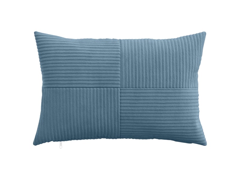  Lot de 6 housses de coussin almelo bleu 30 x 50 cm velours côtelé cf49875  - Conforama A