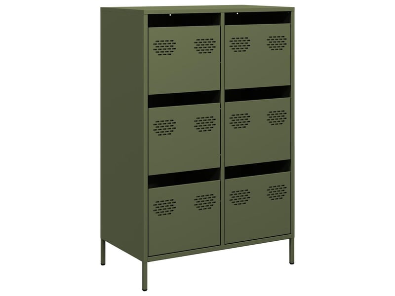  Buffet haut - bahut - meuble de rangement vert olive 68x39x101,5 cm acier  - Conforama A