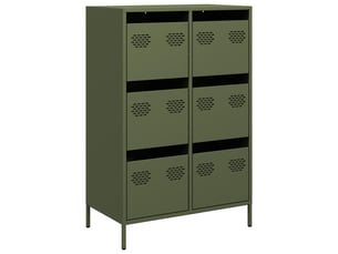Buffet haut - bahut - meuble de rangement vert olive 68x39x101,5 cm acier