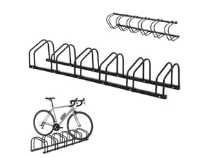 Râtelier 6 vélos range-vélos support de rangement pneu 65 mm sol ou mural pour vtt enfants bmx 179 x 33 x 27 cm acier noir