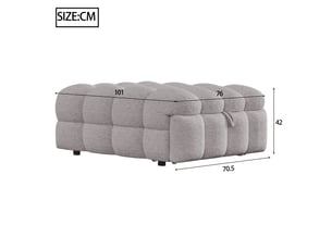 Canapé-lit capitonné 2-en-1, pouf intégré, lit d'appoint extensible, tissu bouclé gris, design moderne.