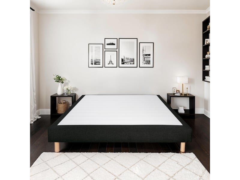 Sommier tapissier tissu sisal - noir - 140x200 3SO0205181420.C145 - Conforama C
