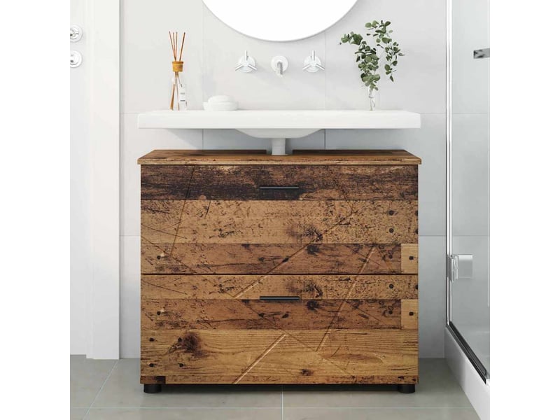 Cabinet de salle de bain, armoire salle de bain bois ancien 76,5 x 35 x 64 cm cf65271 - Conforama D