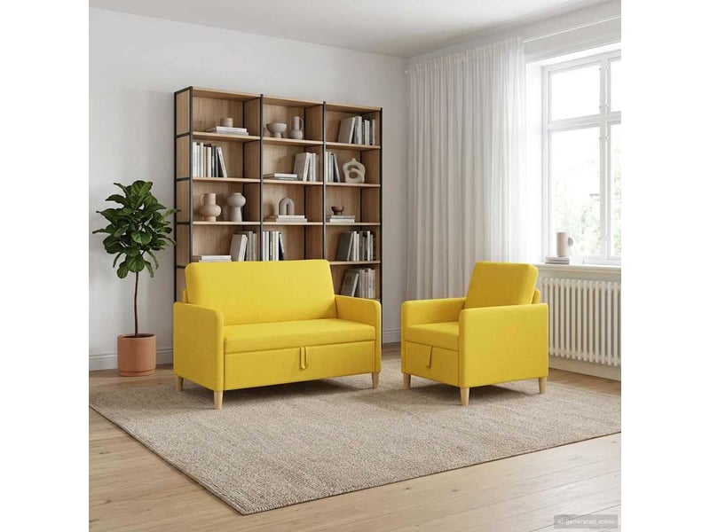  Canapé de salon, canapé avec rangement 2 pcs jaune clair polyester shl84405  - Conforama C