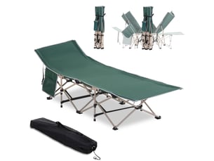 Lit de camping pliable, lit de camp cadre en acier sac de transport charge max. 150 kg 190 x 68 x 52 cm vert