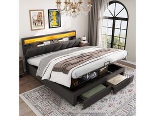 Lit avec rangement 180x200 cm coloris gris