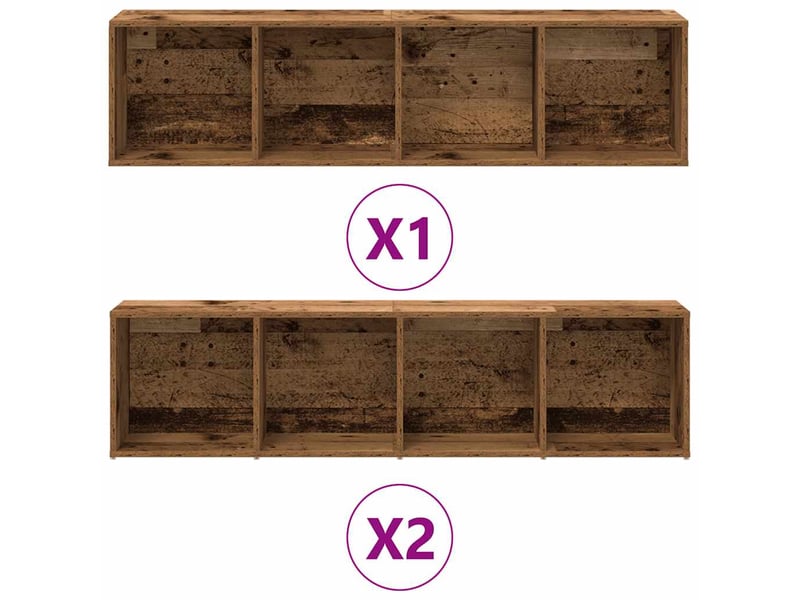 Bibliothèques 3 pcs vieux bois bois d'ingénierie - Conforama E