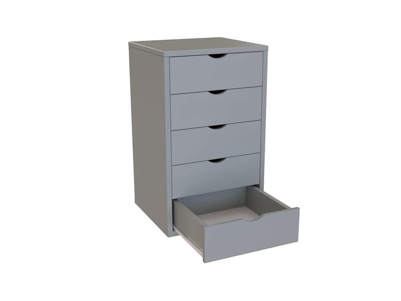  Caisson à tiroirs 5 en bois massif, gris BLOC5T-G - Conforama C