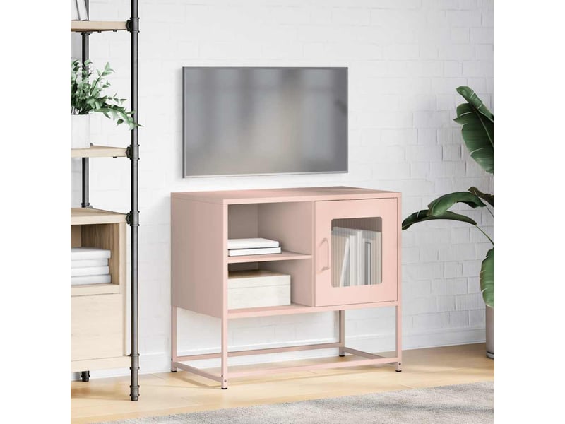  Meuble tv - banc tv - meuble de rangement rose 68x39x60,5 cm acier  - Conforama D