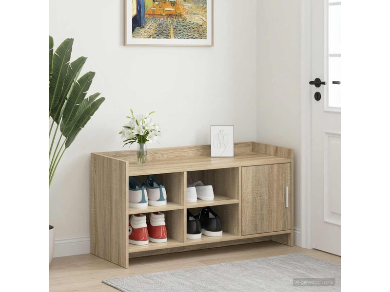  Meuble à chaussure, cabinet à chaussures avec porte chêne sonoma 100x39,5x51 cm  - Conforama B