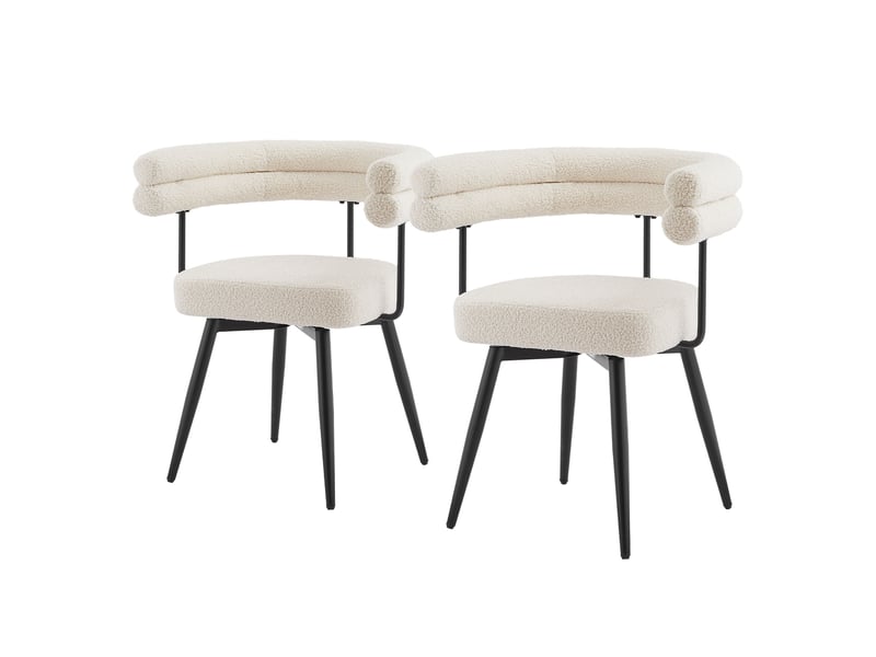 Ml-design lot de 2 chaises pivotantes beige en tissu teddy pieds en métal avec accoudoirs et dossier rotation 360° assise rembourrée ergonomique mobilier moderne pour salle à manger ou salon confort ECD Germany GmbH - Conforama A
