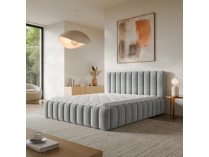 Lit coffre 200x200 cm <strong>MASSENO</strong> <strong></strong> coloris gris