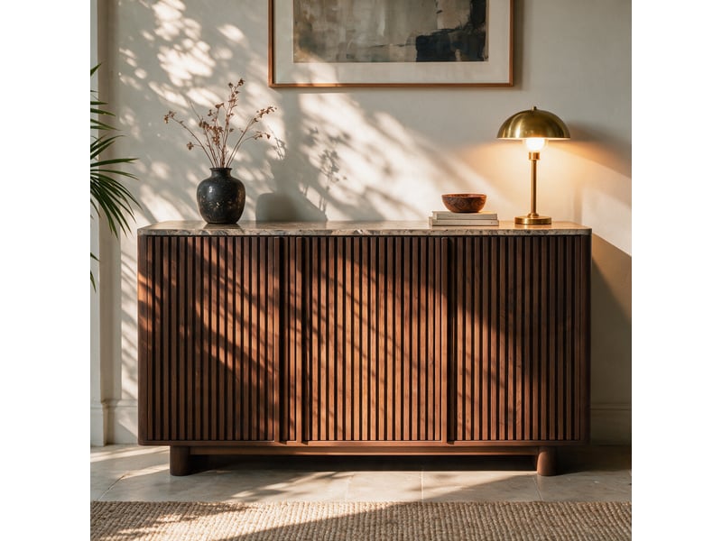  Buffet en bois de manguier et plateau en marbre-flavio Flavio - Conforama B