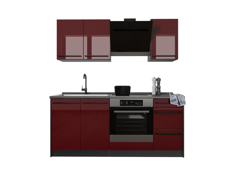  Vicco cuisine, rouge brillantanthracite, 180cm sans plan de travail  - Conforama E