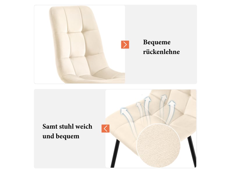  Ensemble table et 4 chaises moderne, table rectangulaire 117 cm effet marbre et sièges en velours beige  - Conforama D