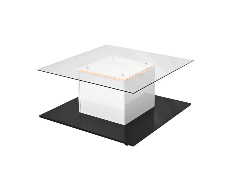  Table basse mobile en verre brillant avec roulettes pivotantes  - Conforama D