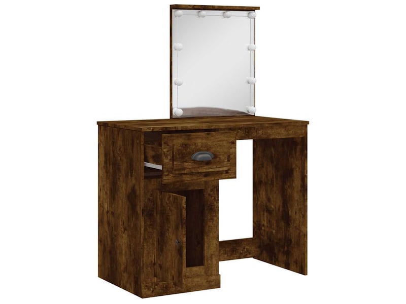  Coiffeuse, table de maquillage avec lumières led chêne fumé 90x42x132,5 cm  - Conforama D