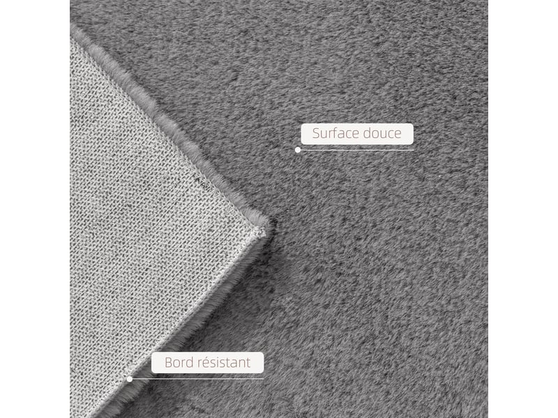  Tapis salon rectangulaire 160 x 120 x 2,5 cm lavable en machine antidérapant doux scandinave en polyester gris clair 21_0003682  - Conforama E