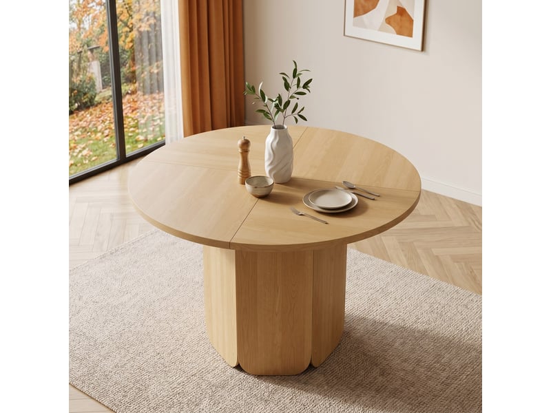  Table à manger ronde 120 x 120 cm, 4-6 personnes, style scandinave, chêne, sans chaises Jamama eleni - Conforama D