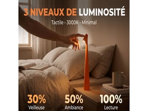 Lampe de table nomade led tactile avec tête inclinée – lampe de lecture et veilleuse de nuit dimmable rechargeable 1200 mah ultra fine – jaune