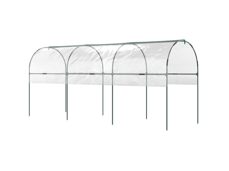 Serre tunnel de jardin 400 x 123 x 171 cm – transparente – bâche renforcée avec 8 piquets de sol  - Conforama A