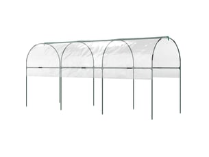 Serre tunnel de jardin 400 x 123 x 171 cm – transparente – bâche renforcée avec 8 piquets de sol