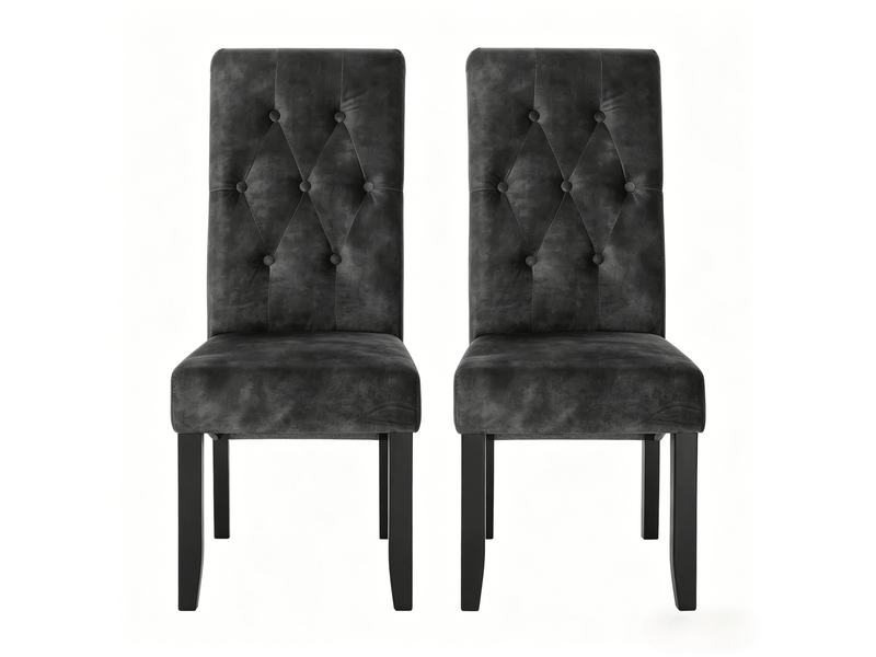 Lot de 2 chaises de salle à manger 47x42x107cm, en bois noir, dossier haut ergonomique, sans accoudoirs  - Conforama A