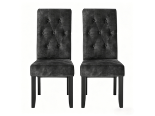 Lot de 2 chaises de salle à manger 47x42x107cm, en bois noir, dossier haut ergonomique, sans accoudoirs