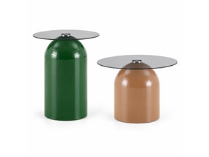 Lot de 2 tables basses gigognes 40x50+50x38 cm, empilables pour salon et bureau, métal, pratiques, gris et café clair