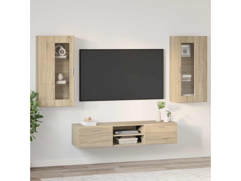  Ensemble meuble tv - banc tv - meuble de rangement florin 3 pcs chêne sonoma bois d'ingénierie  - Conforama D