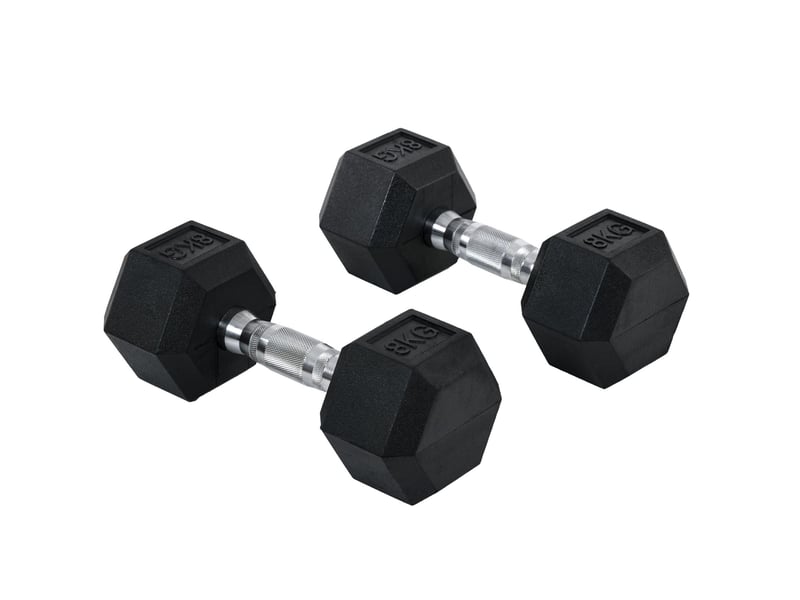  Set de 2 haltères hexagonaux 2x8 kg métal noir  - Conforama A