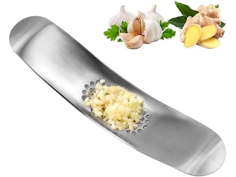  Presse-ail manuelle, presse-ail en acier inoxydable, hachoir à ail manuel, presse-ail de cuisine en forme de bateau,éplucheur d'ail professionnel  - Conforama A
