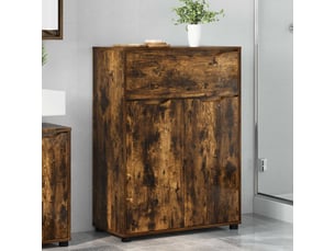 Cabinet de salle de bain, meuble de rangement chêne fumé 72.5x36.5x100 cm