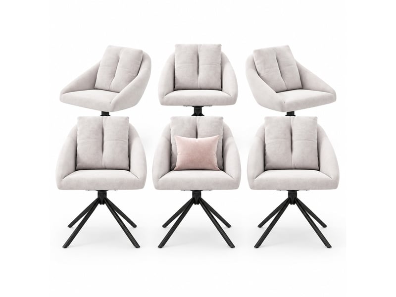  Lot de 6 chaises de salle à manger pivotantes à 360° en velours beige  - Conforama A