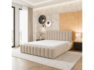 Lit coffre 120x200cm <strong>MASSENO</strong> <strong></strong> coloris beige