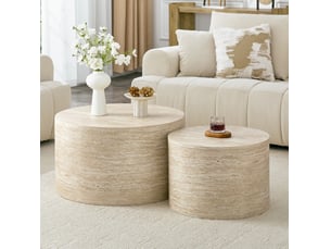 Table basse rond(e) coloris bois clair <strong>WISHDOR</strong> <strong></strong> - 62.8 cmx44 cm
