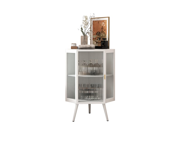  Meuble d'angle 80 cm à 2 niveaux avec porte en verre evryae  - Conforama A