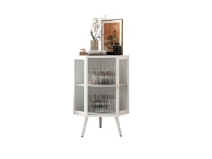 Meuble d'angle 80 cm à 2 niveaux avec porte en verre evryae