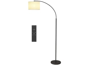 Lampadaire avec télécommande, abat-jour réglable, 11 températures de couleur et 11 niveaux de luminosité, minuterie, noir