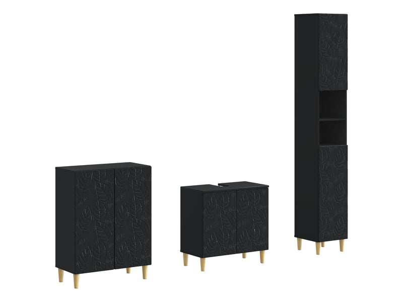  Ensemble de meuble de salle de bain 3 pièces delft noir cf63389  - Conforama A