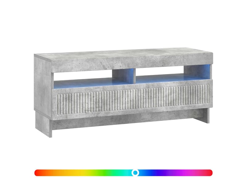 Meuble tv - banc tv - meuble de rangement led gris béton bois d'ingénierie - Conforama C