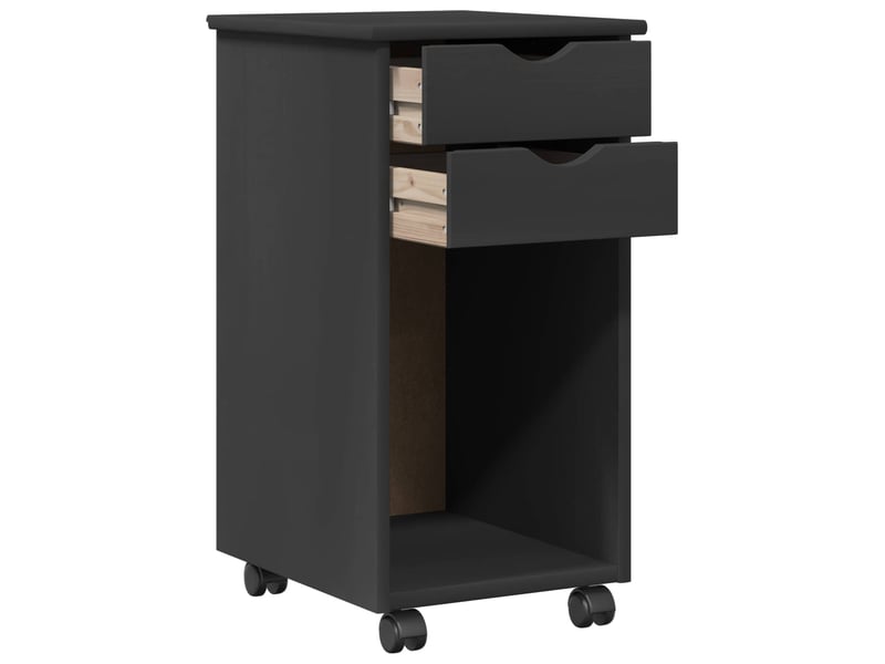  Caisson roulant de bureau, meuble de rangement 34 x 39 x 65,5 cm pin massif gris  - Conforama D