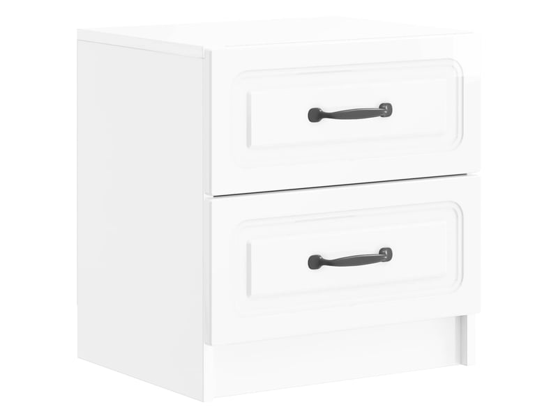  Table de chevet - cabinet de chevet - table de nuit 2 pièces blanc brillant 43 x 34,5 x 44,5 cm  - Conforama D