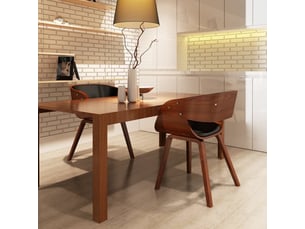 Lot de 2 chaises salle à manger | chaise de salon marron bois courbé et similicuir