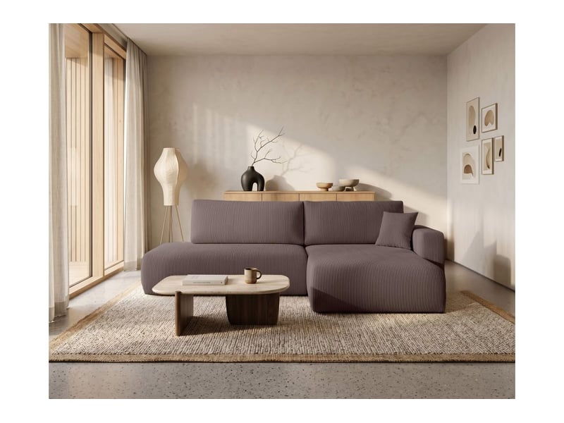  Canapé d'angle max réversible et convertible 5 places alya en velours côtelé - marron glacé ALYA - Conforama C