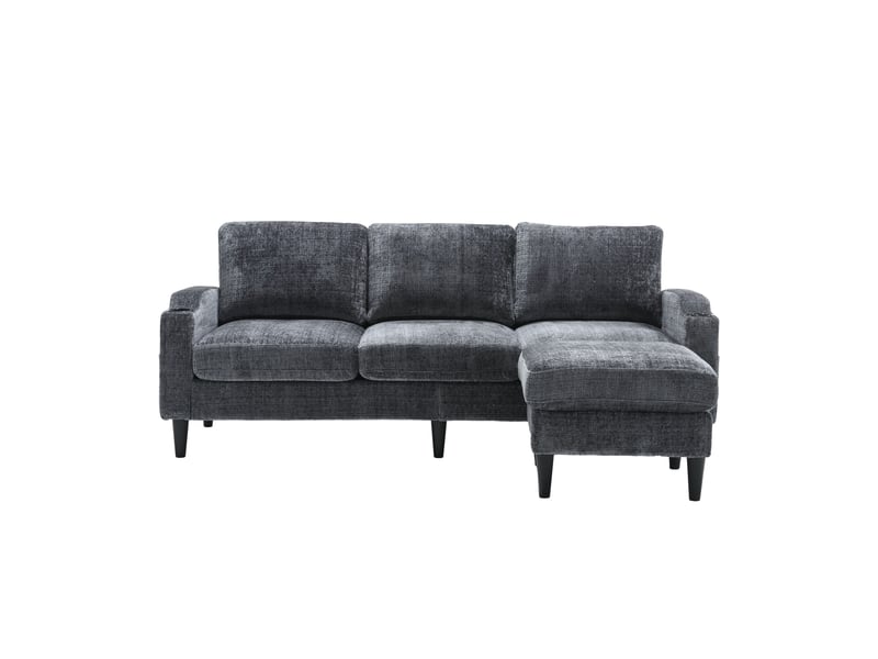 Canapé d'angle réversible fixe 4 places tissu gris canapé d'angle gris - Conforama A
