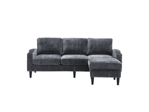 Canapé d'angle réversible fixe <strong>MERAX</strong> <strong>canapé d'angle gris</strong> 4 places Tissu gris