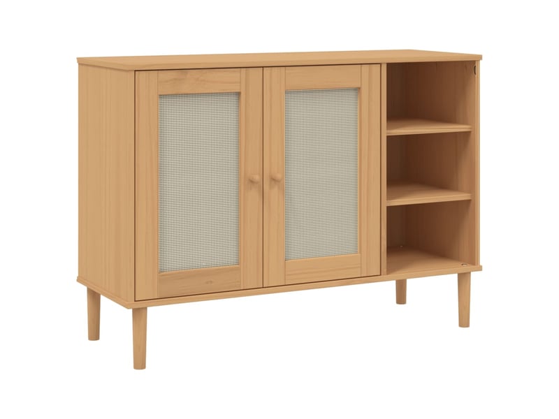  Buffet - bahut - meuble de rangement senja aspect rotin marron 112x40x80cm bois massif de pin  - Conforama A