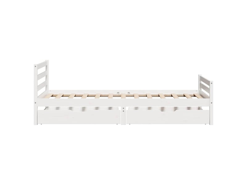  Lit simple- lit adulte -  cadre de lit sans matelas blanc 100x200 cm bois de pin massif  - Conforama D